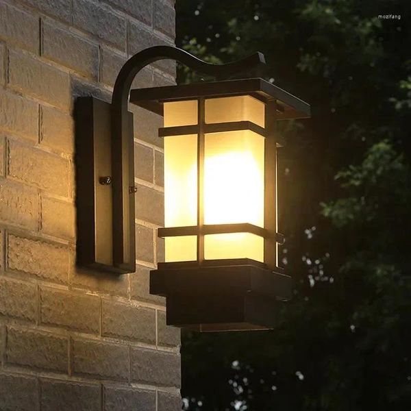 Lampada a parete in stile cinese A impermeabile a led impermeabile semplice corridoio corridoio vetro esterno esterno decorazione del bagno di rame retrò