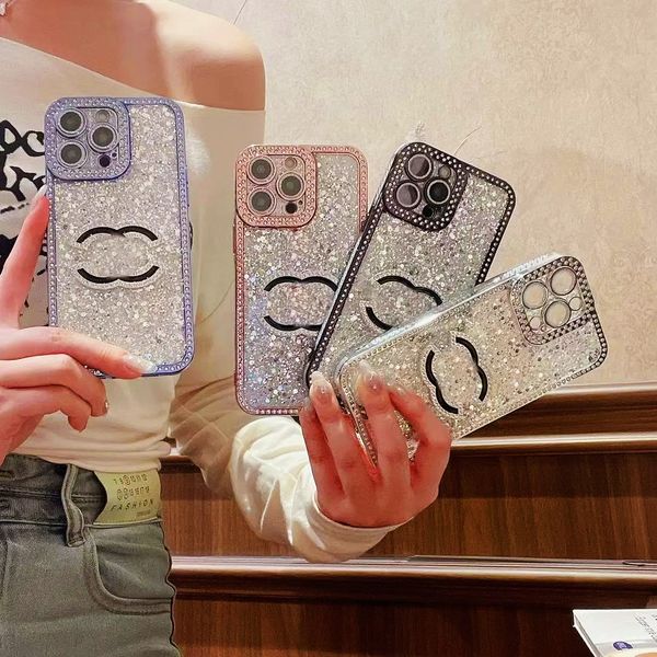 C Luxus Glitter Phone Hülle für iPhone 15 Pro Max 14 Pro Max 13 12 11 14 Plus 15 Case Designer iPhone Hülle Bling Sparkling Strass Diamond Rahmen Kristall Hülle Hülle Abdeckung