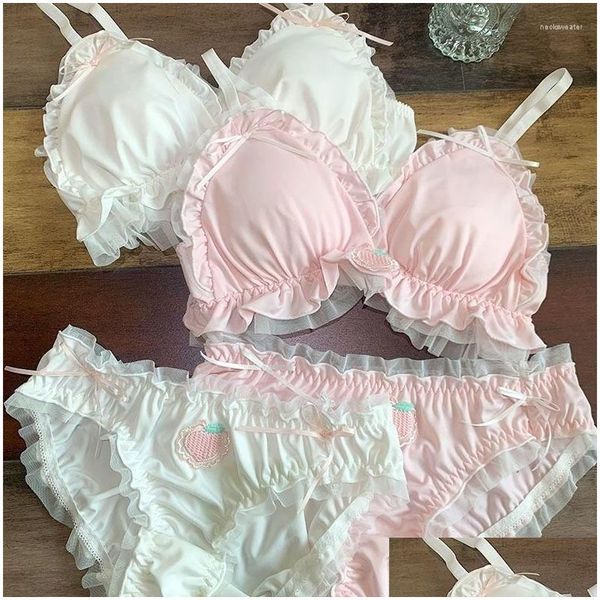 Bras define a coreana japonesa coreana pêssego com roupas íntimas de aranha de seda de seda doce lingerie de lingerie francesa French Girl