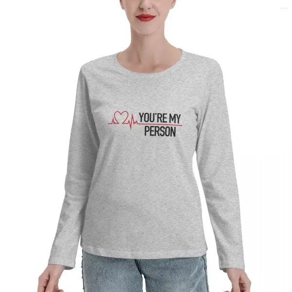 Frauen Polos Du bist meine Person Grey's Zitat Langarm T-Shirts Koreanische Modebluse Vintage T-Shirt Tops