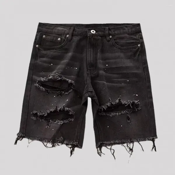 Jeans masculinos Men Denim Shorts Summer Summer Stylish Button Design Multi-Pocket Slim Fit Ripped for Youthful
