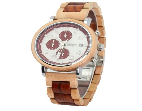 Orologi da polso FASTION173AG MEDEL MODELLO BEWELL METAL E IN LEGNO CON MOVIMENTO DI COLORE DI COLORE Giappone Watch impermeabile6723456