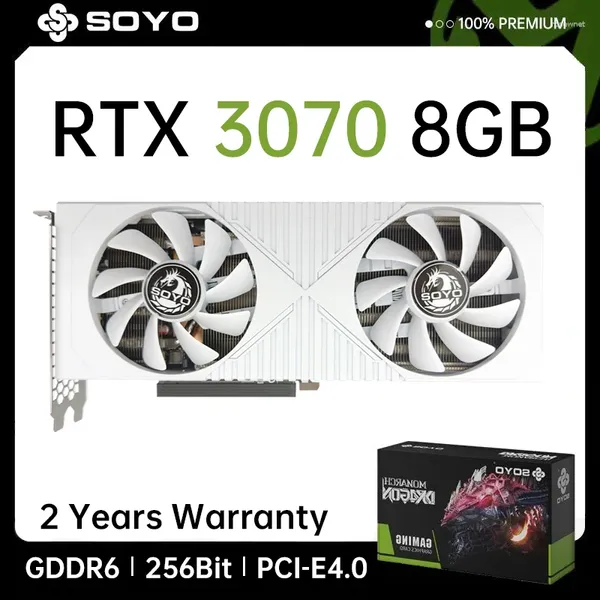 Schede grafiche Soyo Nvidia GeForce RTX3070 8G CARD GDDR6 Gaming Memoria DP 3 256BIT PCI EX16 4.0 GPU originale per PC desktop