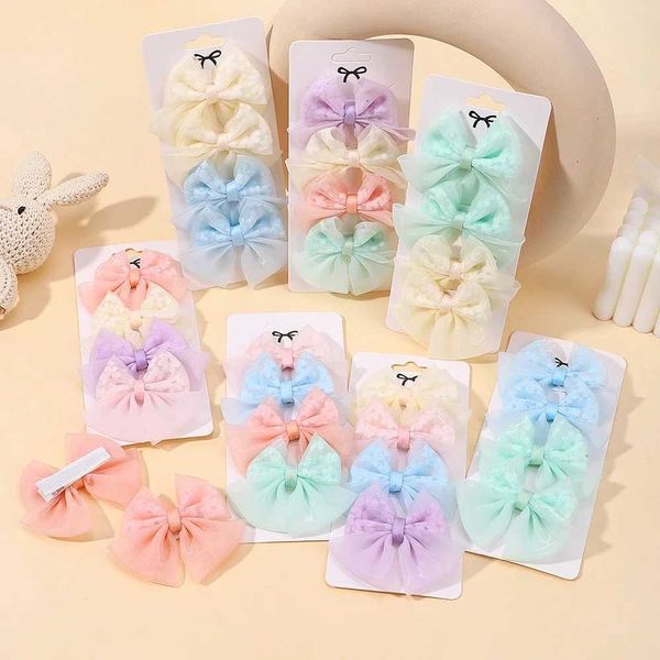 Acessórios para o cabelo 4pcs/set Novos garotas elegantes Organza Bow Hairpins Sweet Kids Hair Clipes de cabelo fofo Presente do festival