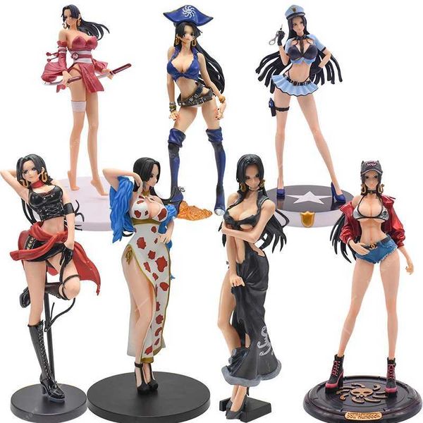 Action Toy Figures One Piece Boa Hancock Anime Figura 7 Style Sexy Police Unifort Tentation Pirate Sweetheart Cheongsam Model Collection Gift Nuovo T240513