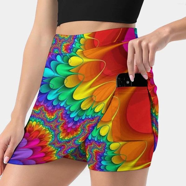 Юбки Rainbow Splash Женская юбка Sport Skort с карманным модным корейским стилем 4xl hippie