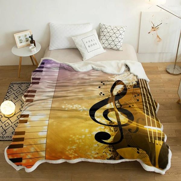 Cobertores Coloque da música Piano Nota Throw Blanket adulto garoto espesso de viagem Sherpa sofá a cama de cama