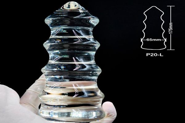 65 mm riesige Größe Pyrex Glass Anal Dildo großer Butt Plug Crystal Künstlich gefälschter Penis Sexspielzeug für Frauen Männer schwule Masturbation Y1045323