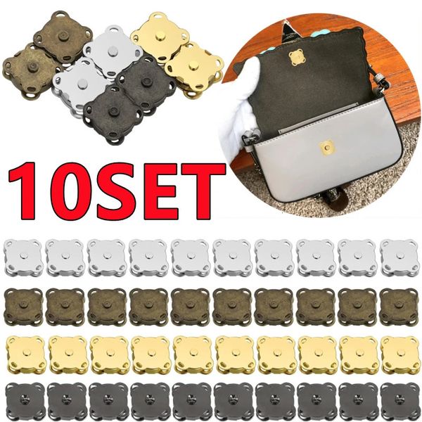 1051set Button Snap Magnetic Metal Invisible Costure os fechos de trava para sacos de bolsa de bolsa Craft DIY Acessórios 240429