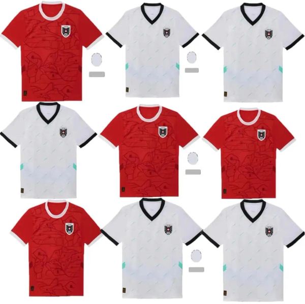 2024 Maglie da calcio austriaca austriaca a casa rossa stabilisce la maglia bianca austriaca nazionale kit di kit di calcio da uomo in cima