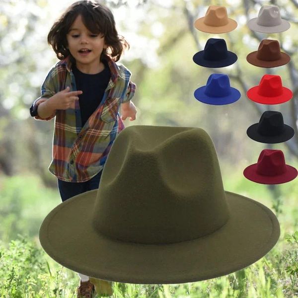 Beret Classic Children's Fedora Hats Small Head Gentleman Jazz Hut für Kinder Retro Wide Rand Kleid Performance Mädchen Jungen Jungen