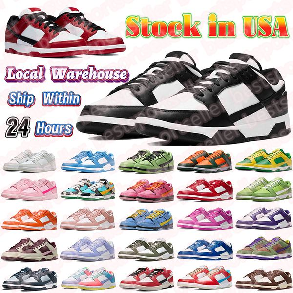 Designer di magazzini locale Panda Scarpe stock negli Stati Uniti Dhgate Low Flat Sneakers Bianco Black Grey Fog Triple Pink University Blue Sports Running Gli allenatori