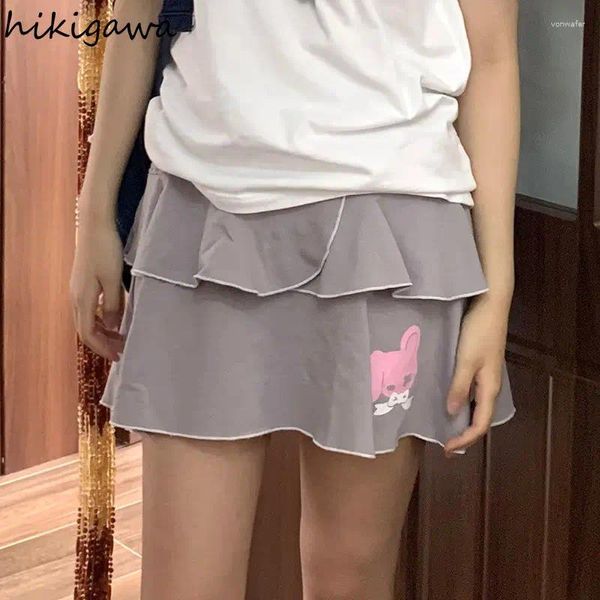Saias de verão Mulheres roupas 2024 Faldas Mujer de Moda japonês Jape Jupe High Cídhar A-Line Sweet Saia Fashion Mini Skirt