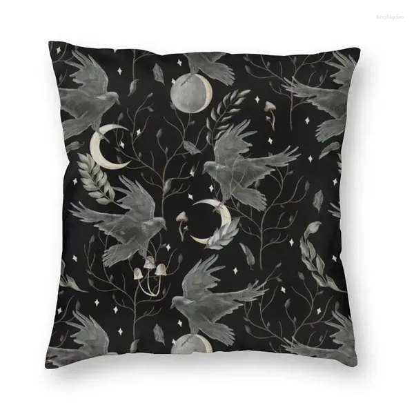 Pillow Crow Moon Cover 40x40 cm Home Decorative 3D -Druck Halloween Gruseliger Hexenwurf für das Auto zwei Seite