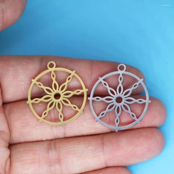 Collane a pendente 3pcs/lotto Dharma Wheel Buddhism Charm per gioielli che fa forma in acciaio in acciaio in acciaio in acciaio in acciaio in acciaio.