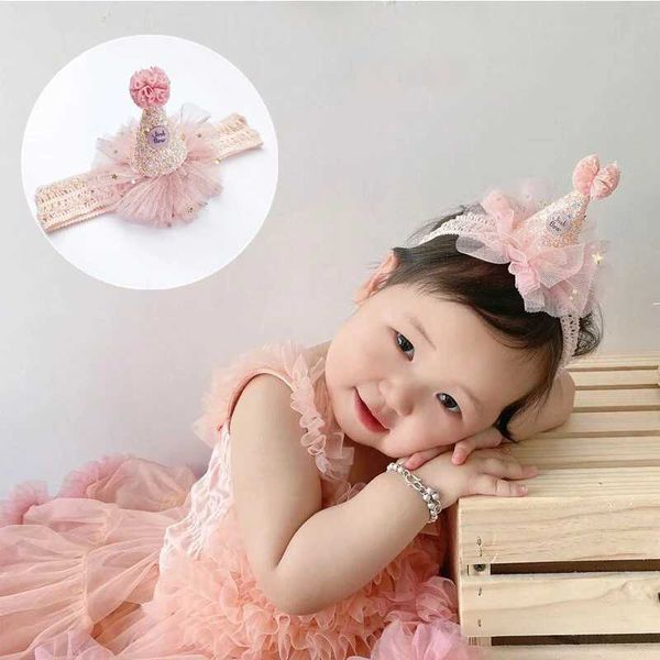 Haarzubehör Girls Crown Prinzessin Stirnband rosa Spitze Blume Crown Baby Haar Band Neugeborene Kleinkind Foto Requisiten Party Kinder Haarzubehör Accessoires