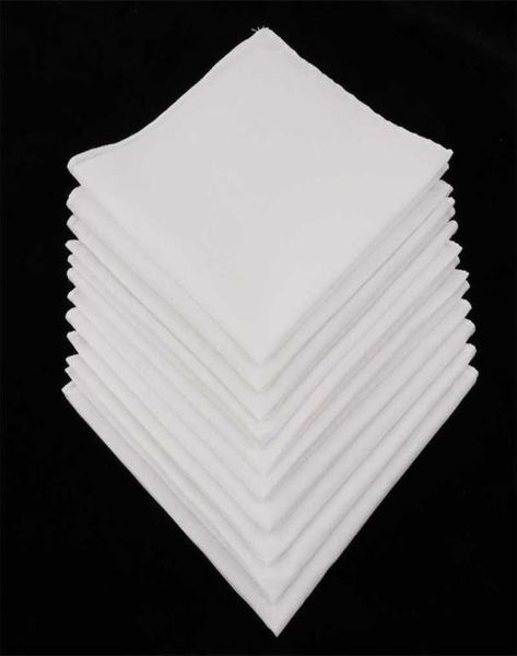10pcs Herren weiße Taschentücher 100 Baumwollquadrat Super Weichwaschbares Hanky Brusthandtuch Tasche Quadrat 28 x 28 cm T2006181518146