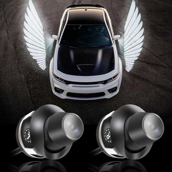 Dekorative Lichter Auto Willkommenslichter Engel Wings LED Rückfahrspiegel Umgebungslampen Dynamische Projektion Lampe Universal Auto Dekoration Zubehör T240509