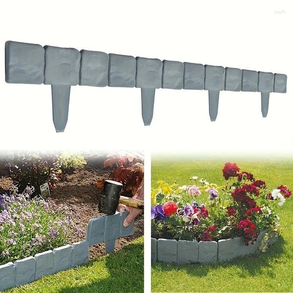 Flores decorativas 20pcs Efeito de pedra cinza Plástico Gardete de arestão FORÇA FORMA FORMA FENCENTE PACENTE DE PATIO