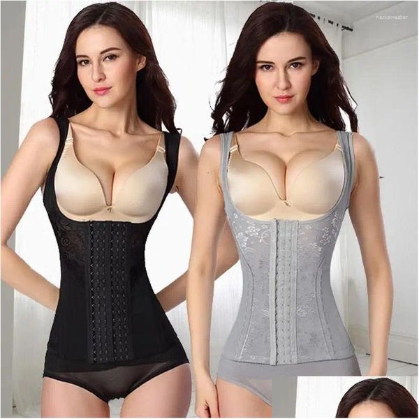 Shapers Women Womens Body Shaper Belly Bushing Botão frontal encolhendo roupas de top split pós -parto Tampas de entrega Drop Drop Opp Dhtqw