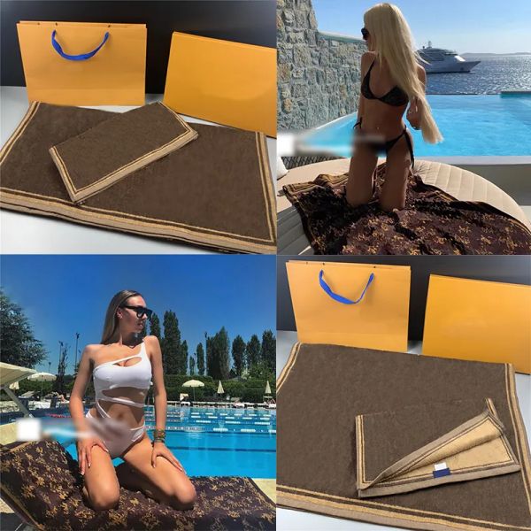 Stilvoller Buchstaben bedrucktes Badetuch weiche dicke hochwertige Handtücher 80x160 cm Paar Designer Jacquard Washtloth für Sport Swimming Beach Geschenk 2 -Stück Set