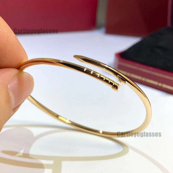 Braccialetto di design bracciale sottile per unghie sottile per donne uomini sterling sliver oro rosa top-gold a gold leggera di gold di fascia alta bracciale 18k dimensioni 15 17 19 con scatola