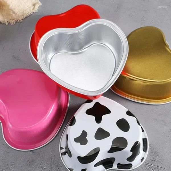 Dinnerware Heart Shape Bolo de pudim de queijo molde Copo Caixa de embalagem de sobremesa assada com tampa de papel de lata de lata saudável ecológica