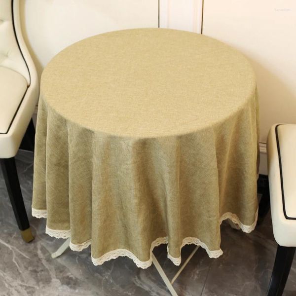 Tavolo tavola per matrimoni materiale per matrimoni di alta qualità tovaglie in pizzo rotonde kaki grigio solido per decorazione sala da pranzo tovaglia in tessuto