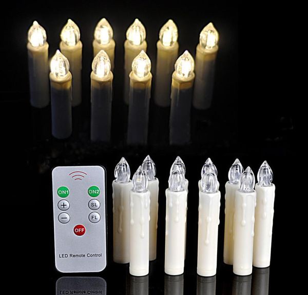 10pcs warm weiße batteriebetriebene LED Candle Light Wireless Fernbedienungsbaum Geburtstag Weihnachten Hochzeitsdekoration T2001086786560