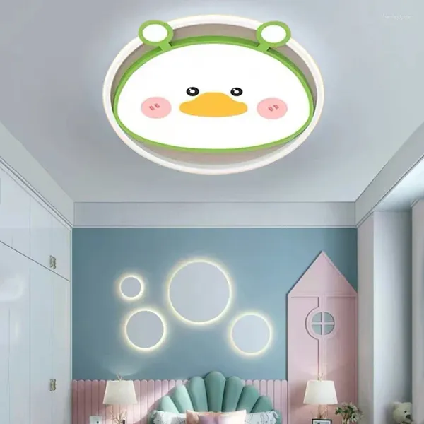 Luzes de teto Kawaii Animal Duck Led para crianças Decoração do quarto de bebê Cute Cravo Light Chandelier Children Bedroom Lamp