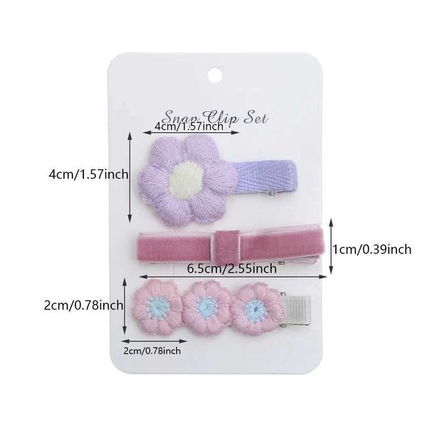 Аксессуары для волос 3pcs/Set Triple Petal Flower Hair Clips для маленьких девочек, покрытых тканя