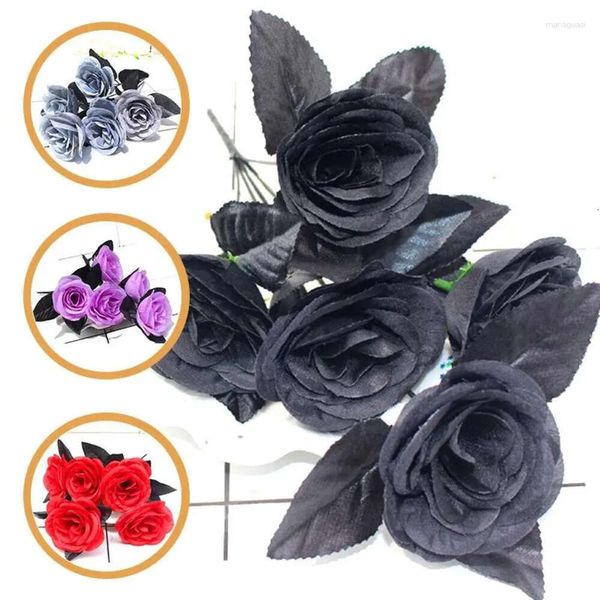 Black Decorative Halloween Policy Flowers 1pcs Rose Artificial Plants Bouquet per fai -da -te Famiglia Famiglia Decorazione della stanza di Natale