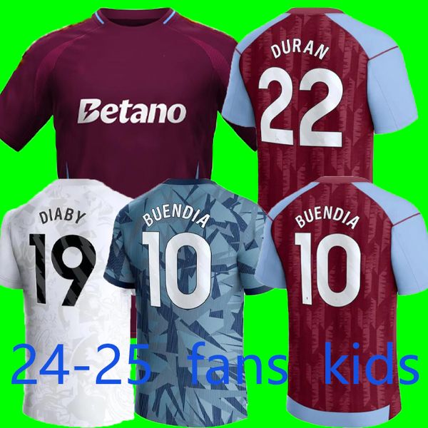 24-25 Soccer Trikots Kids Kit Home 2024 2025 Aston Villas Football Shirt Training Fans Spieler Version Camisetas Mings McGinn Buendia Watkins Maillot Foot