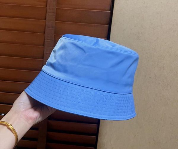 Nylon Sky Blue Metal Studed Sun Bucket Hat Homens Men Brim Cap Bucket Hats5378043