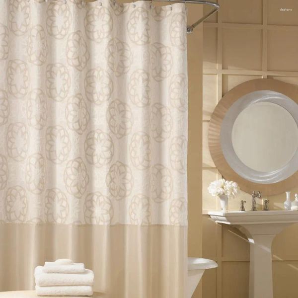 Duschvorhänge Odisha Creme Vorhang zeitgenössischer Mehltau widerstandsfähiger Polyesterstoff für Badezimmer Bräune Druck wasserdicht
