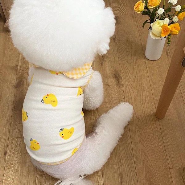 Abbigliamento per cani abbigliamento per animali domestici giubbotti d'anatra per cani abiti da gatto abito da plaid per carichi sottili sottili estate giallo accessori Yorkshire