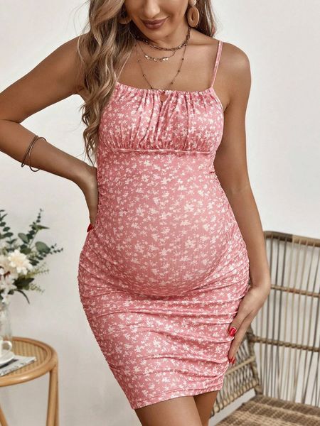 Внешняя торговля Европа и Америка беременная женщина фрагментированное цветочное висящее бретек, обернутое платье бедра 240513
