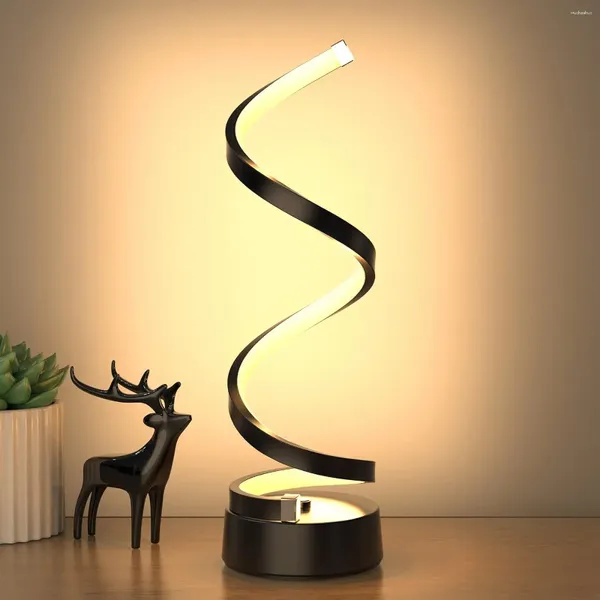 Lâmpadas de mesa Lâmpada preta de cabeceira de metal diminuído com Touch Controller 3 Temperaturas de cores projetam sentido para casa/quarto