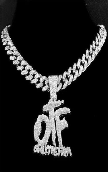 Pendant Halsketten Hip Hop Cubic Zirkon nur die Familie mit 13 mm vereisertem Bling -Lock Miami Cuban Chain Halskette Tropfenpendent Halskette 97775171