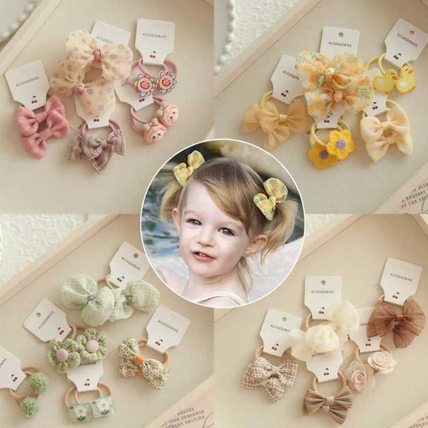 Haarzubehör 10 Stücke/Batch süße Haar Bogen Haar Krawatte mit Blumenmädchen Mini Baby Basic Childrens Hair Accessoires D240513