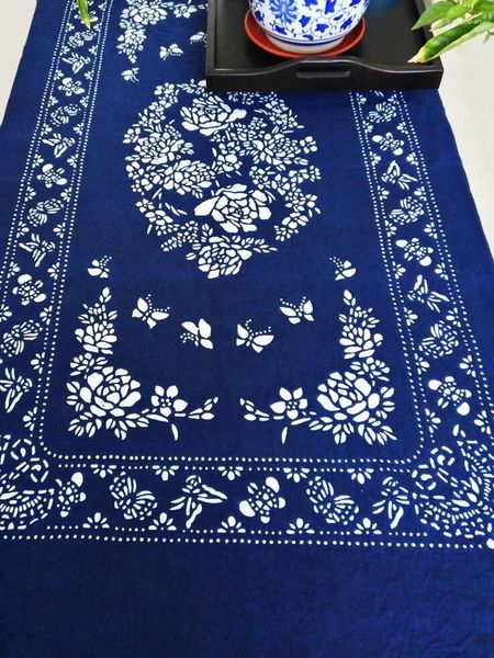 Настольная ткань Wuzhen Blue Printed Tablecloth Tablece Table Все хлопковое телевидение кофейное пыль