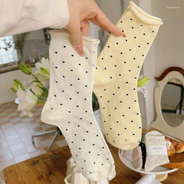 Donne calzini Spring round Dot Summer Cotton Pure Cotton Stocking Fashion Black White Spotted Trend Girl Retro Girl Sox Hosiery