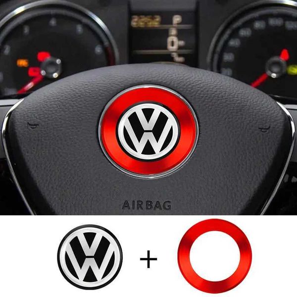 Araba Çıkartmaları Araç İç Direksiyon Simidi Amblemi 3D Sticker Alüminyum Alaşım Sticker Volkswagen Golf 6 7 Polo CC Tiguan T240513