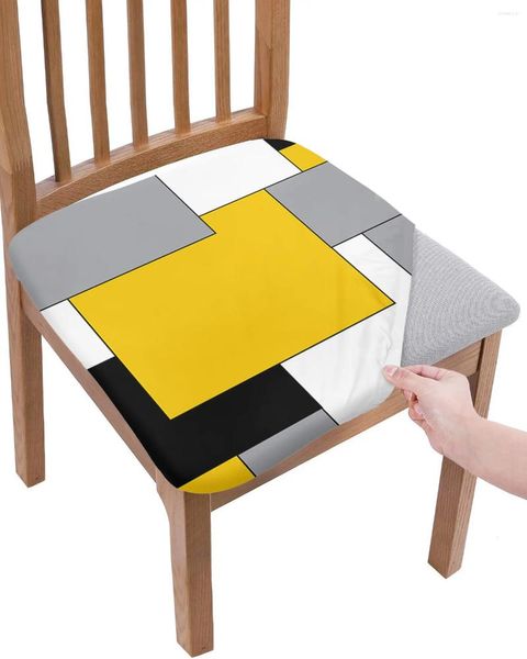 Stuhl Deckt gelb grau schwarzer Patchwork abstrakter Kunst mittelalterlicher Stil elastischer Sitzbedeckung für Slipcovers Home Protector