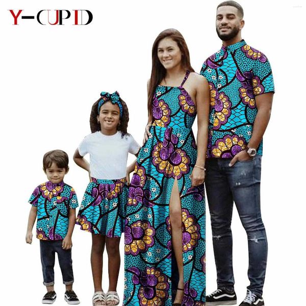 Ethnische Kleidung sexy afrikanische Druckkleider für Frauen, die in Familienkleidung sommerliche Outfits Dashiki Männer Kurzarm Shirt Party 24f016