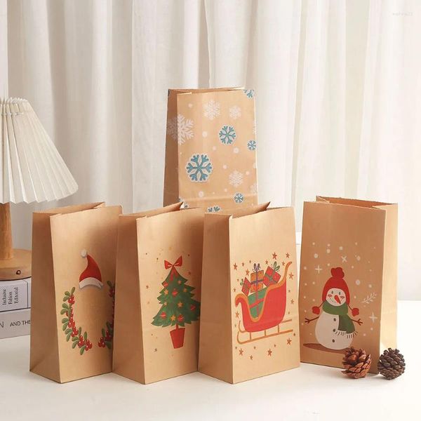 Wrap regalo 10pcs Kraft Paper Candy Cookie Borse Babbo Natale Snowman Borse da imballaggio natalizio Na Navidad Year Party Decor Supplies