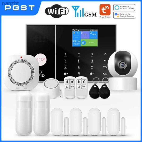 Sistemi di allarme PGST Intelligent Life Alarm System Home Wifi GSM Sicurezza Host di allarme con porta e sensore di movimento Tuya Intelligent Application Control Work Alexa WX