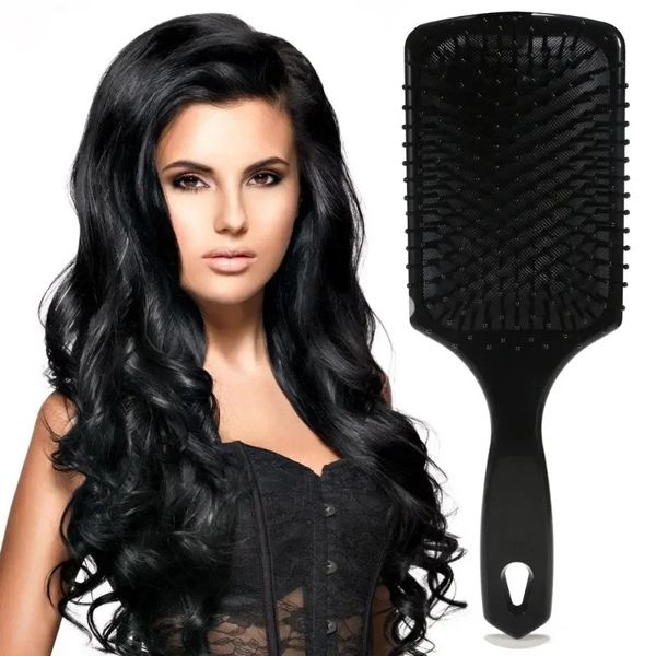 Material preto PS Material grande tinta de tinta brilhante Airbag Airbag Head Massage pente para homens e mulheres Antiestatic Hair Styling Tool pente