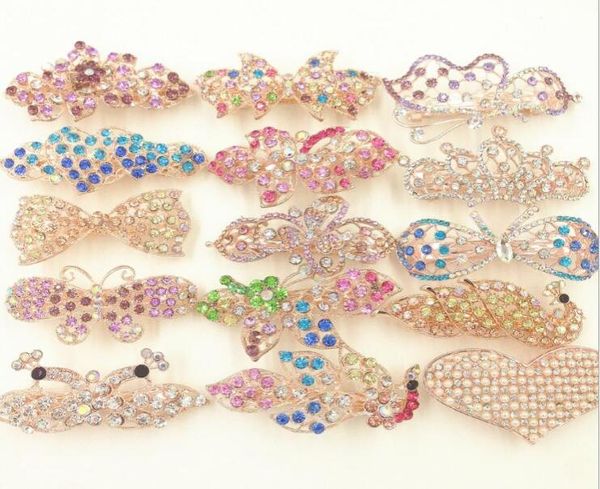 Koreanische Frauen Haarnadel -Kristall -Strass -Einschaltungen für Bugherzherzgeformte Frühlingshaarclip Multicolor Mix Order in Bulk6809102