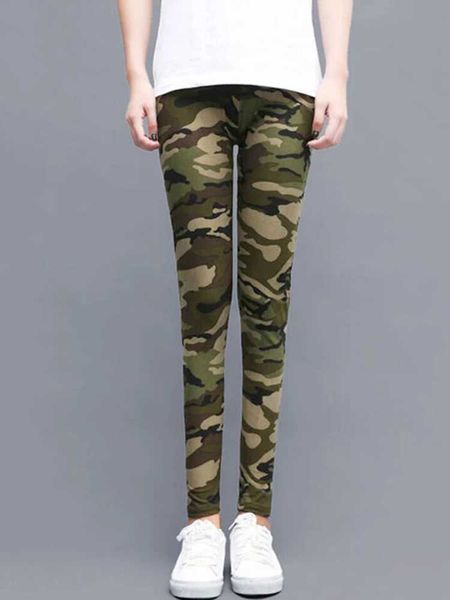 Leggings femininas mulheres moda camuflagem leggings Sexy impressão femme push up calças de camuflagem caso sport fitness legging y240508